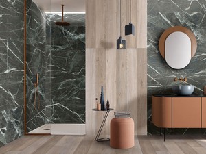 Wandfliese aus Feinsteinzeug rektifiziert Mamoroptik 3D - Florida