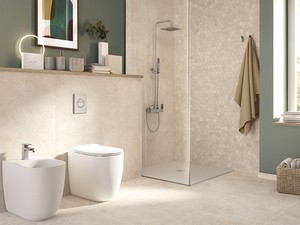 Bad-Wandfliesen aus Feinsteinzeug rektifiziert mit Lecce Stein-Optik - Pietra di Leuca