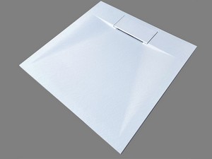 Receveur de douche Rune 80x80 cm acrylique avec résine et fibre de verre effet pierre blanc