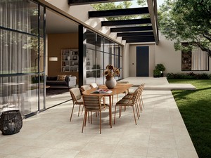Fliese Sakkara White 30x60 Feinsteinzeug Außenbereich Kalksteinoptik Elfenbein