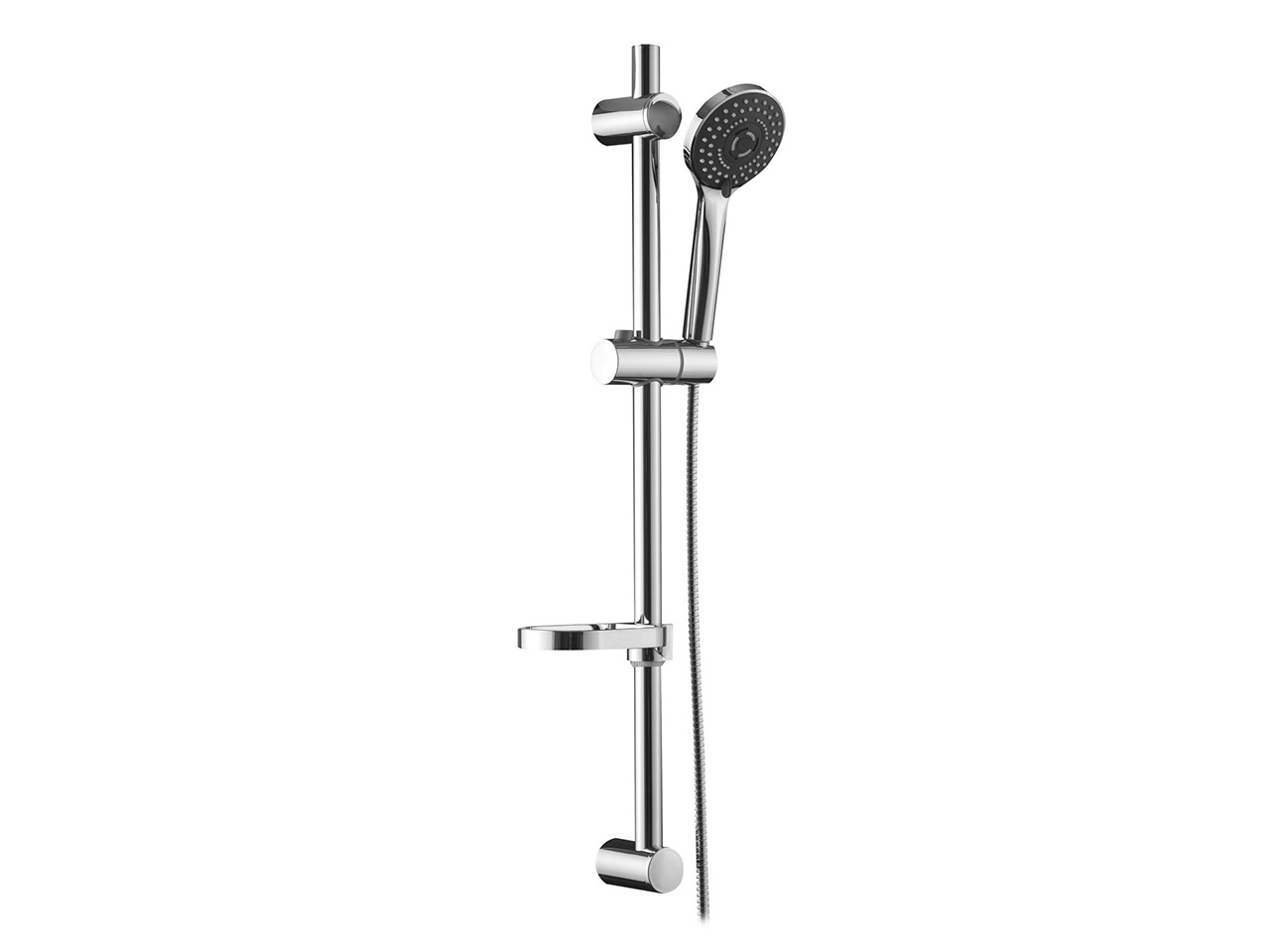 Kit Doccia Completo Saliscendi Duetto A 3 Getti - Lunghezza 70 Cm, Diametro Tubo 20 Mm, Con Portadoccia Regolabile
