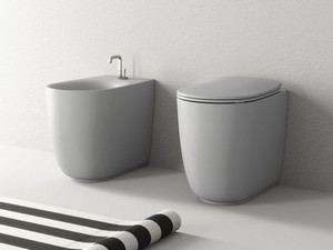 WC à poser sans réservoir sans bride gris mat Nolita