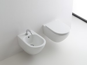 Hänge-Badkeramik Aquatech Rimless Weiß glänzend