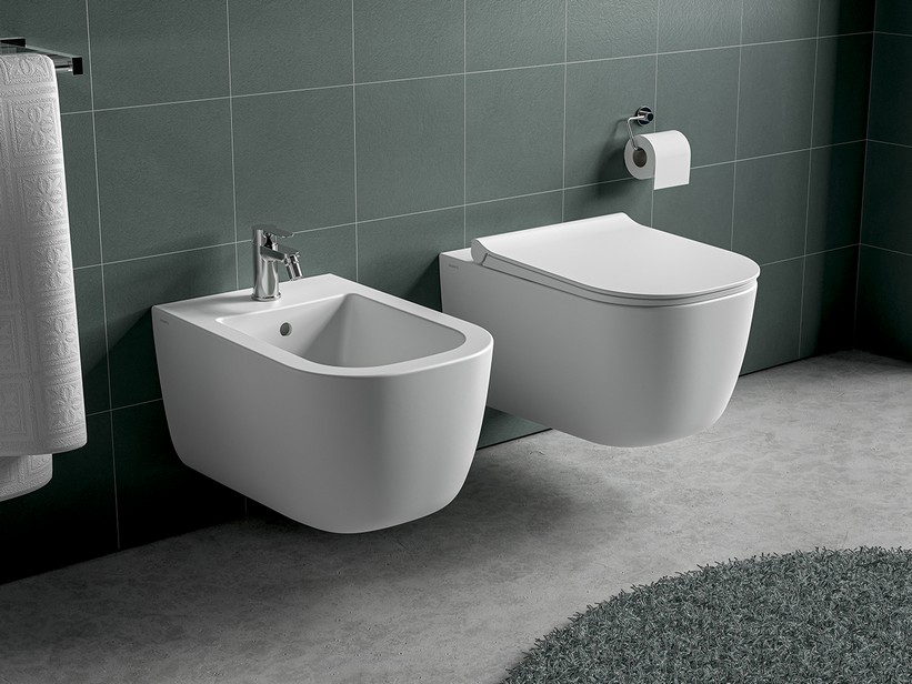 Hänge-Badkeramik Ceramica Dolomite Italia Rimless Weiß glänzend