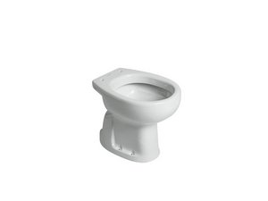 Behinderten-WC Saniwat distanziert Abfluss auf dem Fußboden glänzend weiß