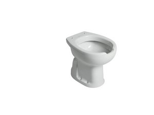 Behinderten-WC Saniwat distanziert Abfluss auf dem Fußboden und Öffnung vorne, glänzend weiß