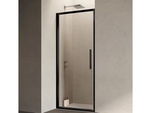 Sax Hinged Shower Door Ext. 67/71 cm Transparent Crystal Matt Black