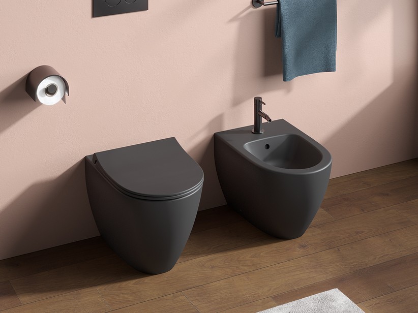 Sento Rimless Black Matt Floor-Mounted Sanitary Ware