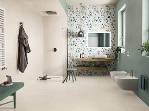 Dünne Fliese 3,5 mm Slim Beton White 100x100 Feinsteinzeug mit weißer Zementoptik