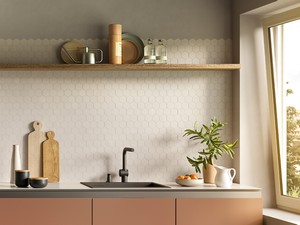 Slim Beton White Mosaic 29x27 3,5 mm thick Stoneware White Concrete Effect