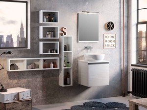 Meuble de salle de bains Smart 51 cm mélèze blanc avec plan de vasque à poser