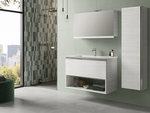 Meuble de salle de bains Smart 91 cm mélèze blanc avec lavabo Unitop Smile en résine