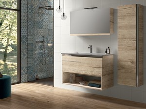 Meuble de salle de bains Smart 91 cm Natural Oak avec lavabo Unitop en céramique
