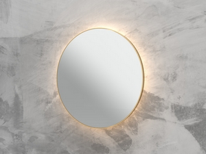 LED-SPIEGEL QUEEN Ø80 cm MIT RAHMEN GOLD MATT