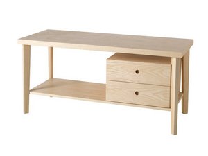 Meuble porte-lavabo Tino 120x50x60 en bois massif 2 tiroirs à droite