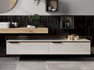 Platte Touch 180x51,5xH1,8 cm Weiß glänzend