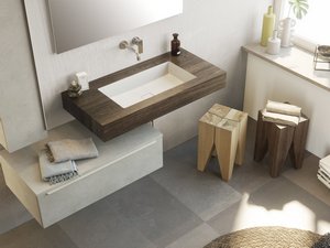 Plan de toilette vasque intégrée Topsy Unitop 100 cm Old Wood
