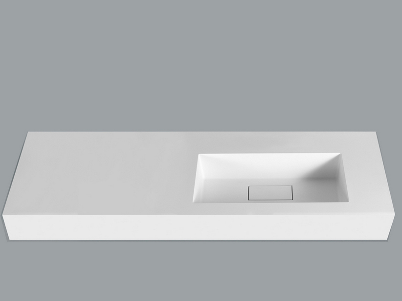Ablage mit integriertem Waschbecken Topsy Unitop Hide 160,5X51,5 Rechts Weiß Glänzend