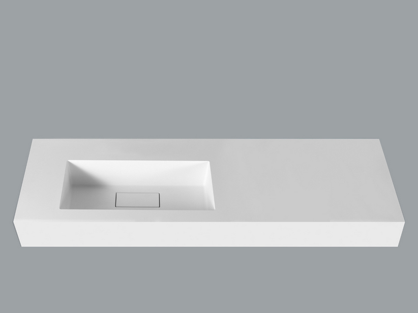 Ablage mit integriertem Waschbecken Topsy Unitop Hide 160,5X51,5 Links Weiß Glänzend
