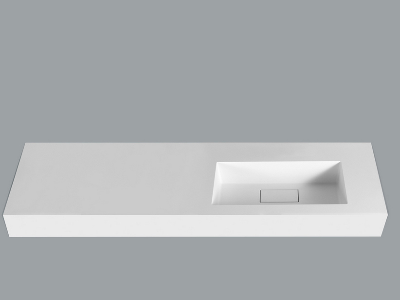Ablage mit integriertem Waschbecken Topsy Unitop Hide 180,5X51,5 Rechts Weiß Glänzend
