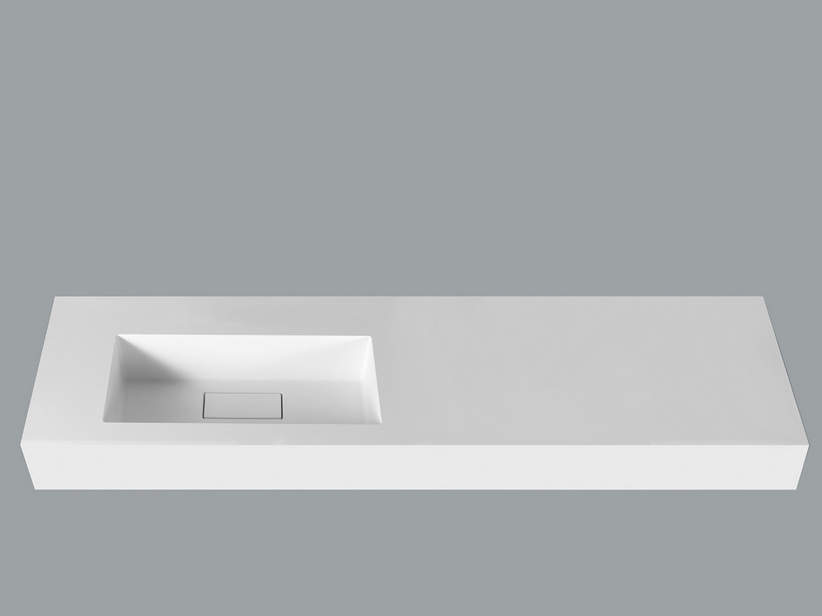 Ablage mit integriertem Waschbecken Topsy Unitop Hide 180,5X51,5 Links Weiß Glänzend