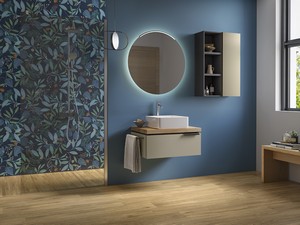 TOUCH Bathroom Cabinet 70 cm 1 Drawer Matt Dove Grey and 4,5 cm Oak Knotty Top