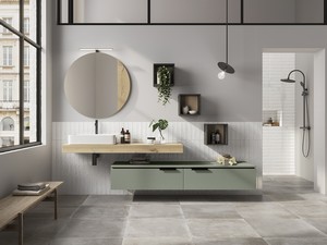 Meuble salle de bains TOUCH 140 cm 2 tiroirs vert sauge mat