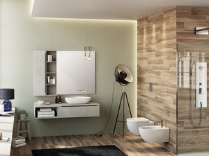 Trendy Bathroom Furniture 141 cm Cement with Top For Right Side Washbasin
