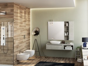 Trendy Bathroom Furniture 141 cm Cement with Top For Left Side Washbasin