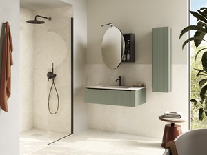 Waschbeckenunterbau Tredy 90 cm gerippt Grün matt