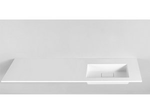 Plan vasque à encastrer Unitop Hide 190,5x51,5 droite en résine mate blanche