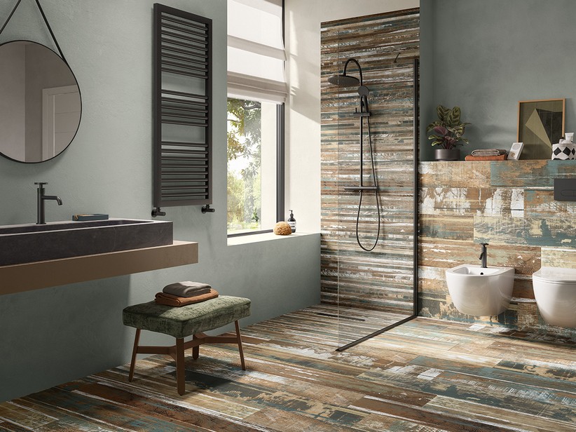 Stripped Wood Effect Bathroom Porcelain Tile - Urban Forest