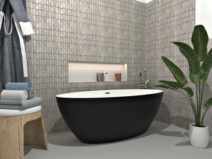 Freistehende Badewanne NEMO5 Solid Surface Zweifarbig 150X70 Weiß Glänzend und Tiefschwarz Matt