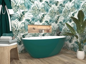 Freistehende Badewanne NEMO5 Solid Surface Zweifarbig 150X70 Weiß Matt und Grün Matt