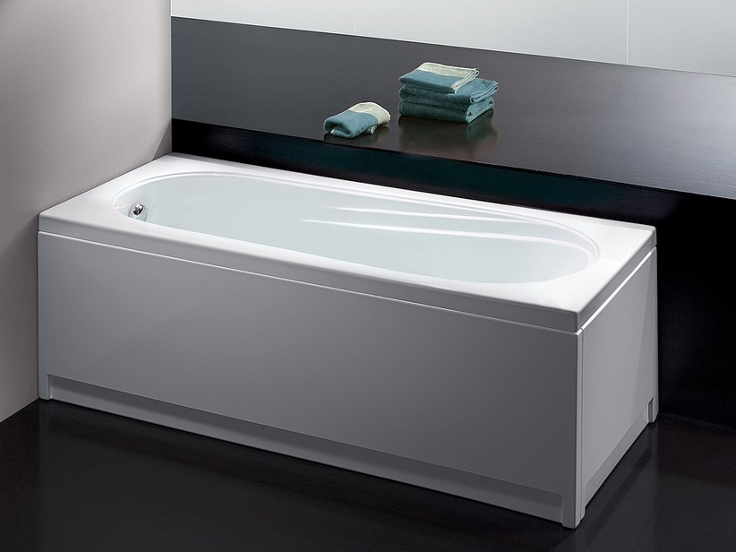 Geformte Einbau-Badewanne Gea mit Vorder- und Seitenplatte 150x70 Weiß