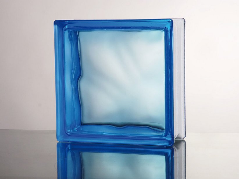 GLASS BLOCK CLOUDY BLUE SIDE-COLOR 19X19X8