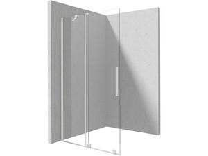 Douche à l’italienne Prizma porte coulissante 90 cm H195 ext. 88-90 cm verre 6 mm transparent profilés blanc mat