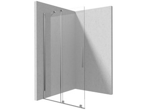 Douche à l’italienne Prizma porte coulissante 90 cm H195 ext. 88-90 cm verre 6 mm transparent profilés chrome