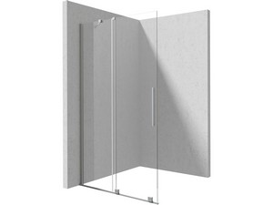 Douche à l’italienne Prizma porte coulissante 90 cm H195 ext. 88-90 cm verre 6 mm transparent profilés inox brossé