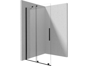 Douche à l’italienne Prizma porte coulissante 90 cm H195 ext. 88-90 cm verre 6 mm transparent profilés noir mat
