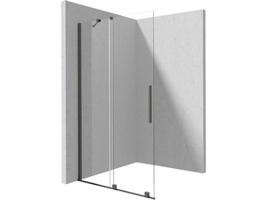 Douche à l’italienne Prizma porte coulissante 90 cm H195 ext. 88-90 cm verre 6 mm transparent profilés titane