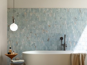 Waterfall Plume Marbles Mosaic 30.4x27.3 cm Polished Lapped Light Blue Marble-Effect Stoneware