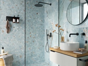 Mosaik Waterfall Marbles 29x27 Feinsteinzeug Marmoroptik poliert glänzend