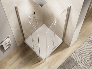 Box Doccia Xeno 70x70 H200 Est 65,5/67,5 cm Ante Pieghevoli Cristallo Trasparente Profili Cromo