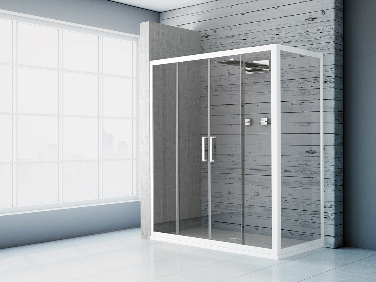 Box Doccia Angolare 65x85 Cm - Porta Scorrevole Opaca In Cristallo Temperato 6mm