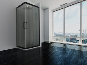 Zen Corner Sliding Shower Enclosure 70X70 H190 - Cincilla'/Black Matt