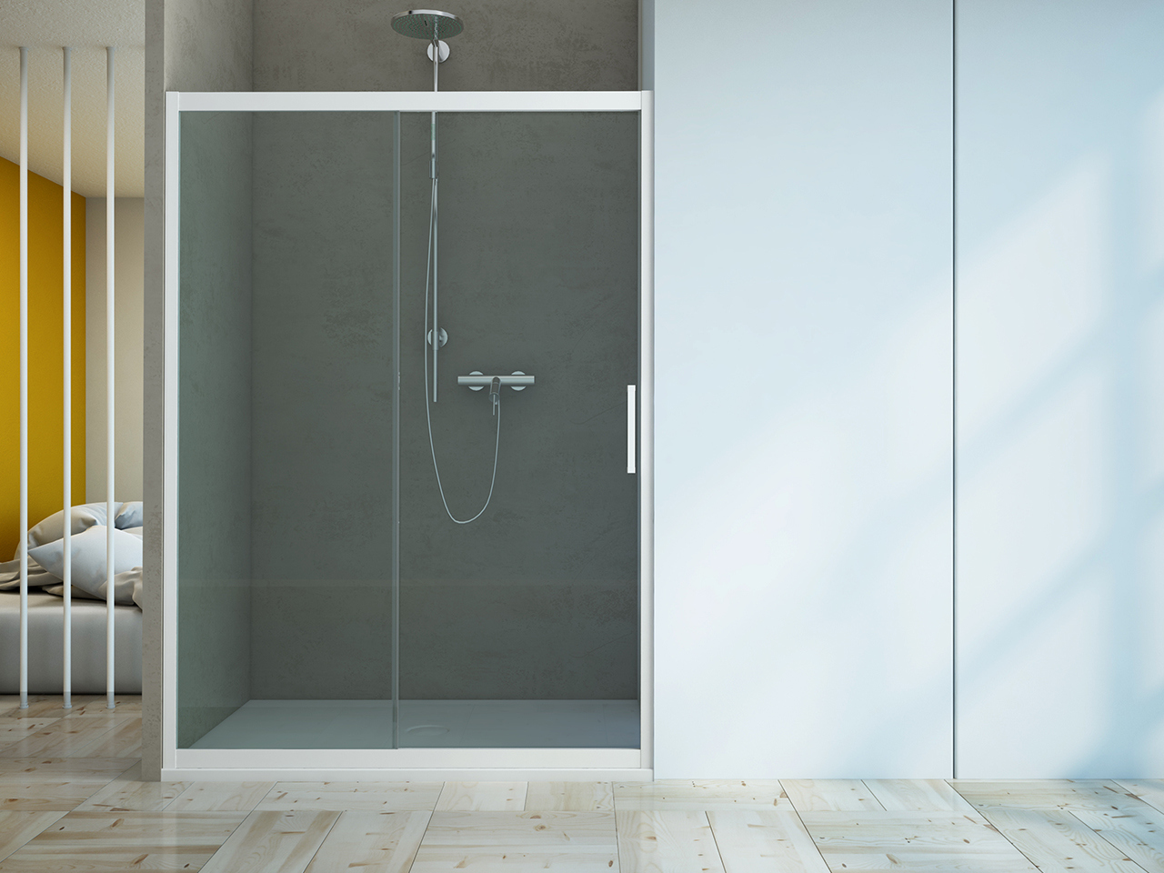 Porte de douche coulissante Zen 100 cm h190 Réd 90/100 verre