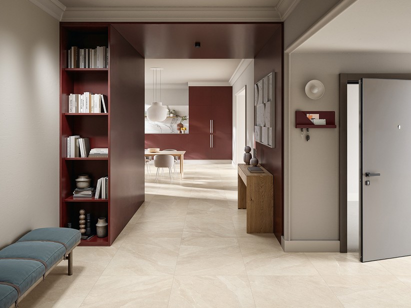 Feinsteinzeug rektifiziert Schiefersteinoptik Beige - Namibia