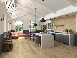 Wandfliese für Küche aus Feinsteinzeug Holzoptik rektifiziert-Scott