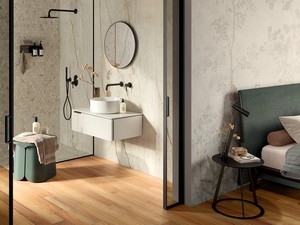 Carrelage salle de bains grès cérame effet pierre 60x120 - Storm Cream